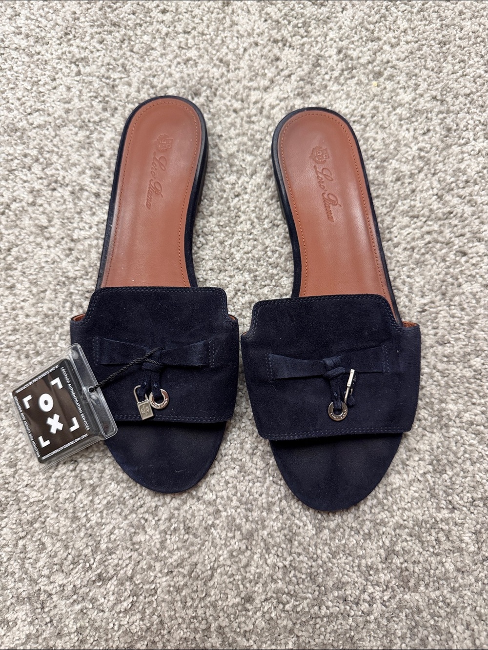 Loro Piana Navy sandal 36.5 with dust bags